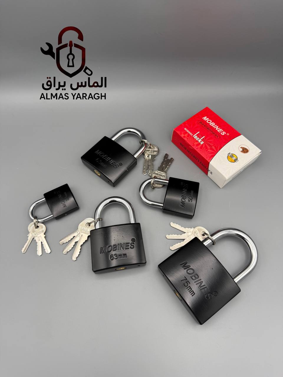 قفل آویز مشکی مغزی برنج مبینس