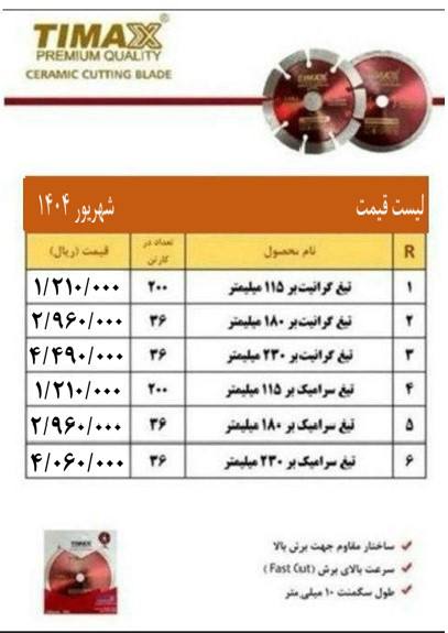 ↗️لیست محصولات TIMAX