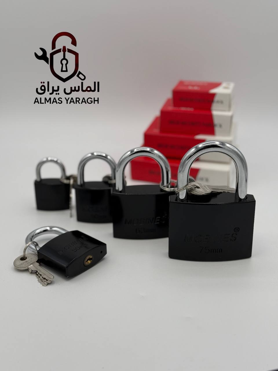 قفل آویز مشکی مغزی برنج مبینس