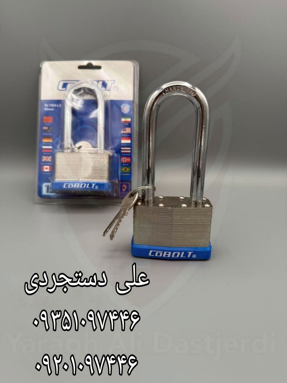قفل آویز پایه بلند تمام فولاد کبالت COBALT کارتن ۳۶ عدد