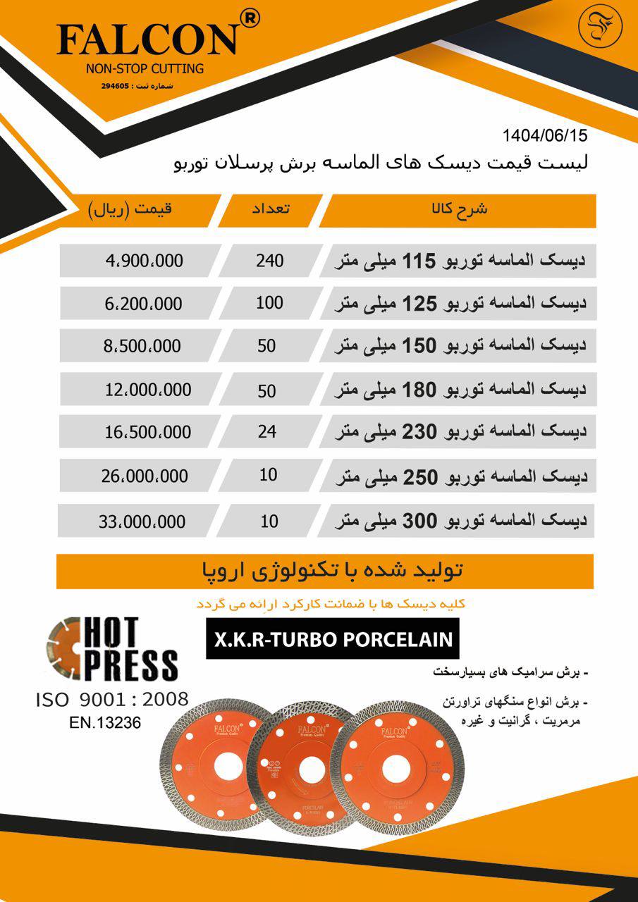 لیست قیمت پرسلان بر بر فالکوم 