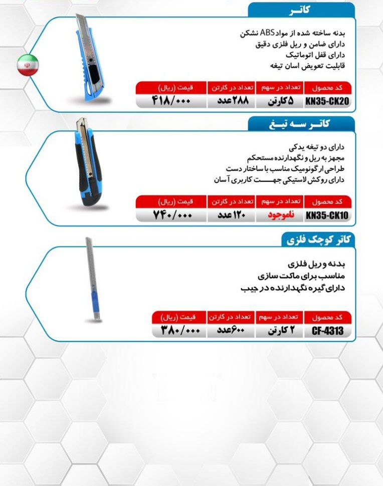 کاتر ضامن فلزی میکا ساخت ایران موجود میباشد