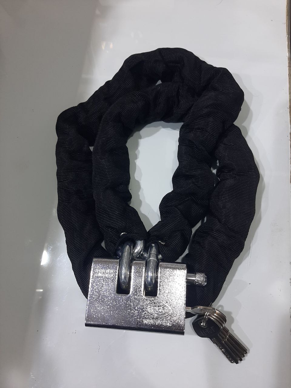 # زنجیر#فولاری#ایمنی# موتور #زنجیر#ضد برش# ضد قیچی# ضد اهرم #طول ۱.۵ متر # ضخامت ۱۰ # قابل ست شدن با