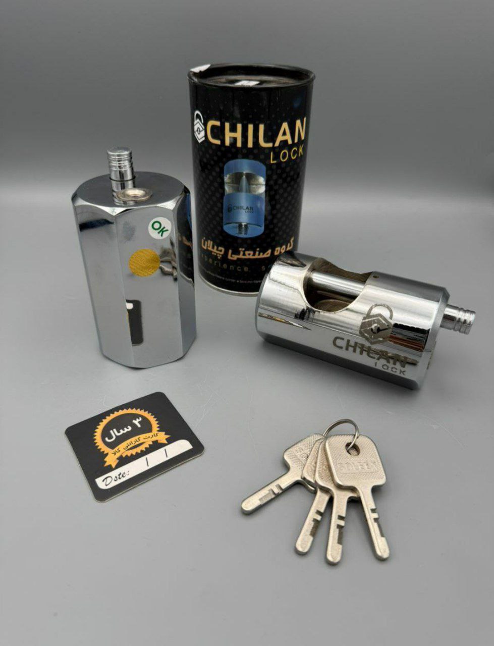  قفل استوانه ای فولادی چیلان در دو مدل استوانه گرد و 8 ضلعی بهترین کیفیت /وزن سنگین ضد برش و اسید با