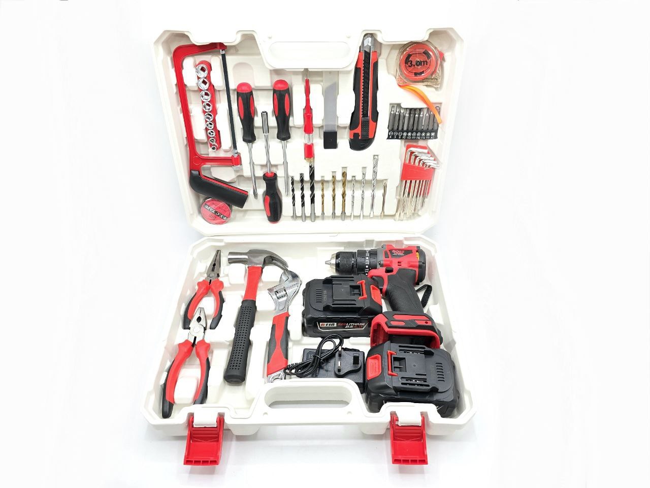 ⭐️ مجموعه دریل شارژی چکشی ۱۰۰ عددی صنعتی باس