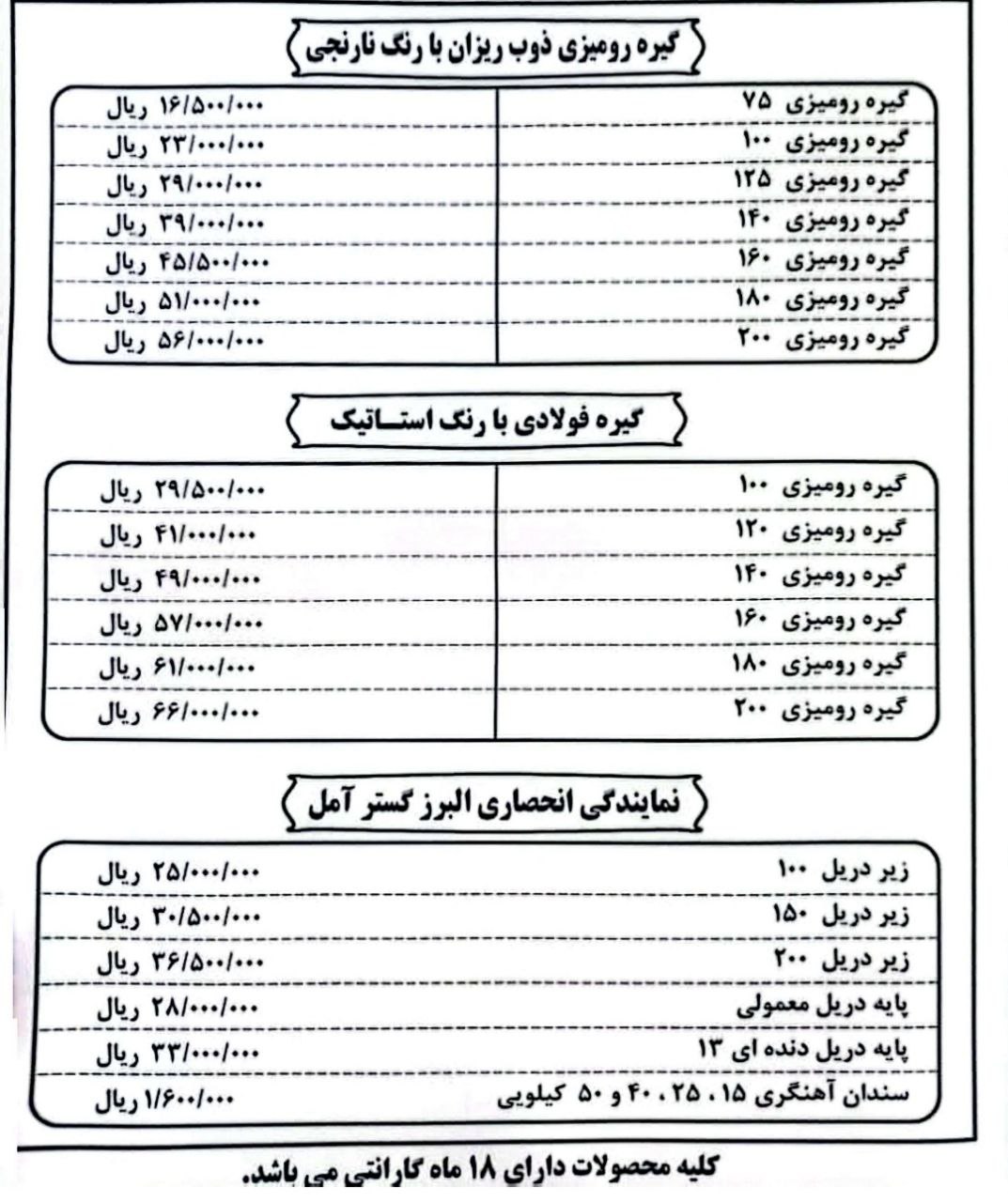  پخش گیره رومیزی ۱۰۰ الی ۲۰۰ ذوب ریزان 