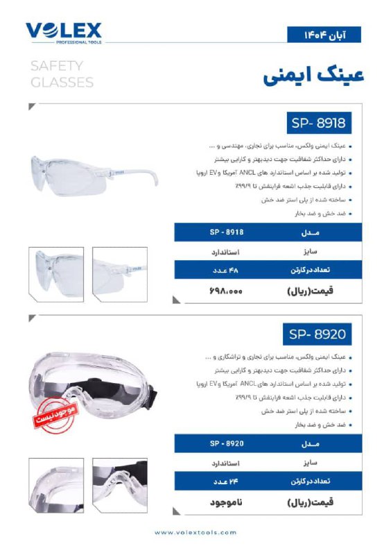 عینک ایمنی ولکس