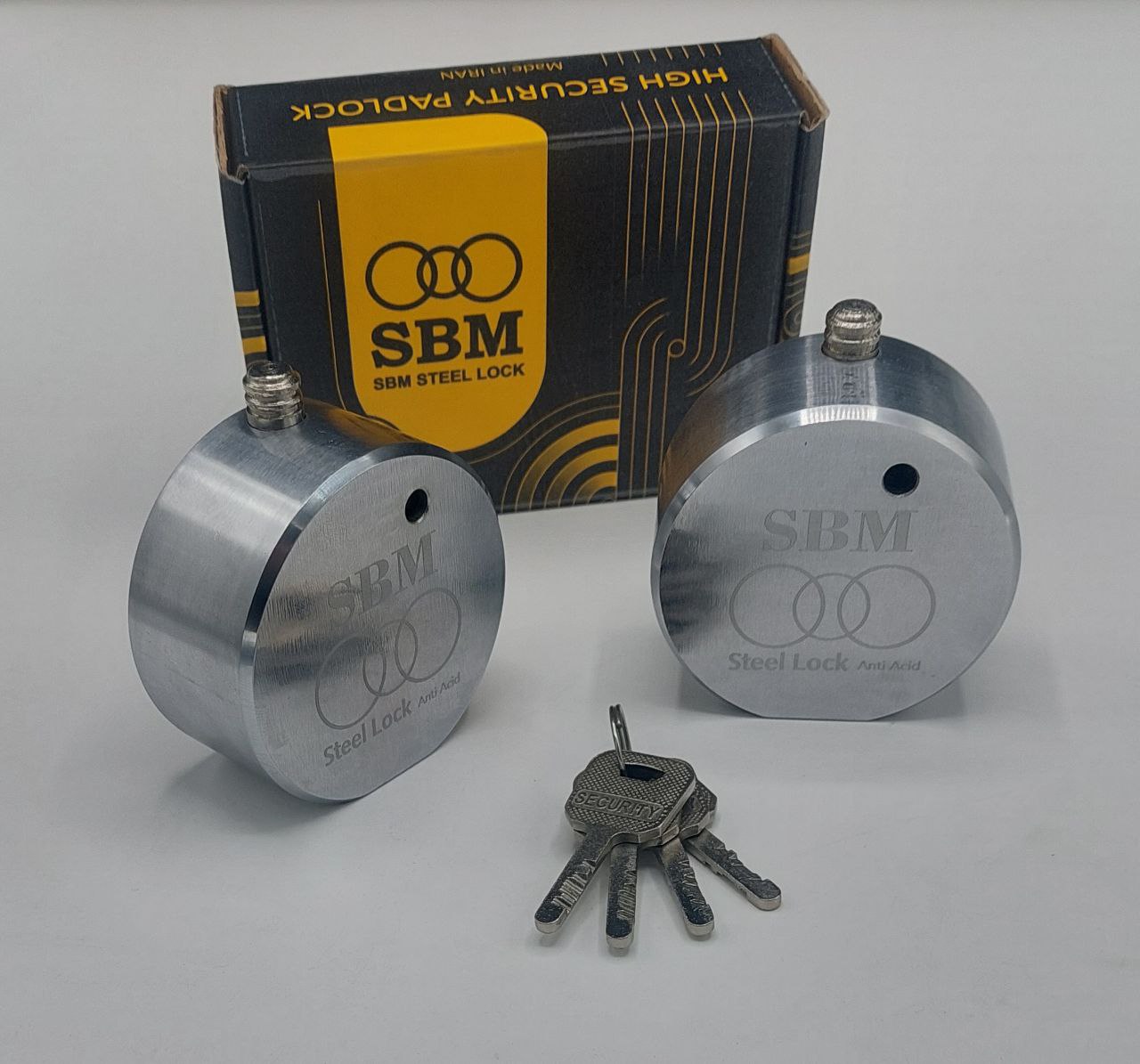 🟡 قفل پشت بسته فولادی گرد مارک S.B.M 🟡
