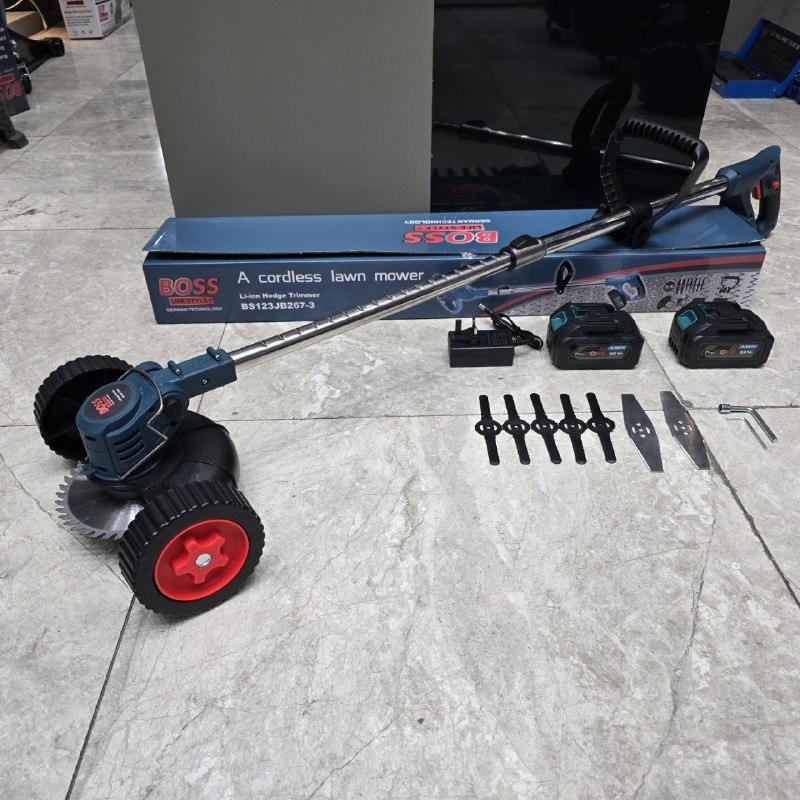 ⭐️ علف زن شارژی چرخ دار باس