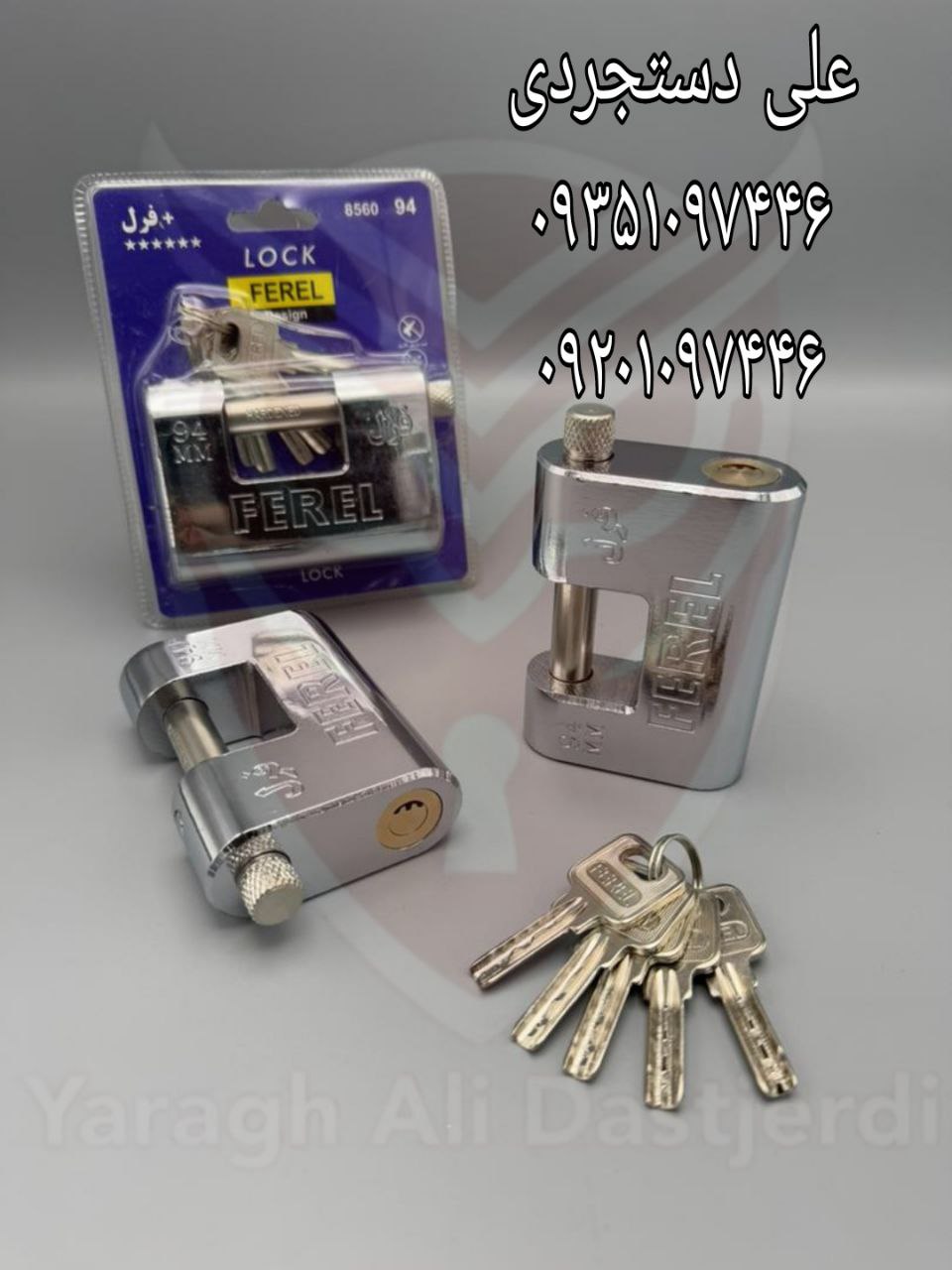قفل کتابی سایز ۹۴ طرح ویرو کلید ناودانی فرل FEREL کارتن ۳۶ عدد