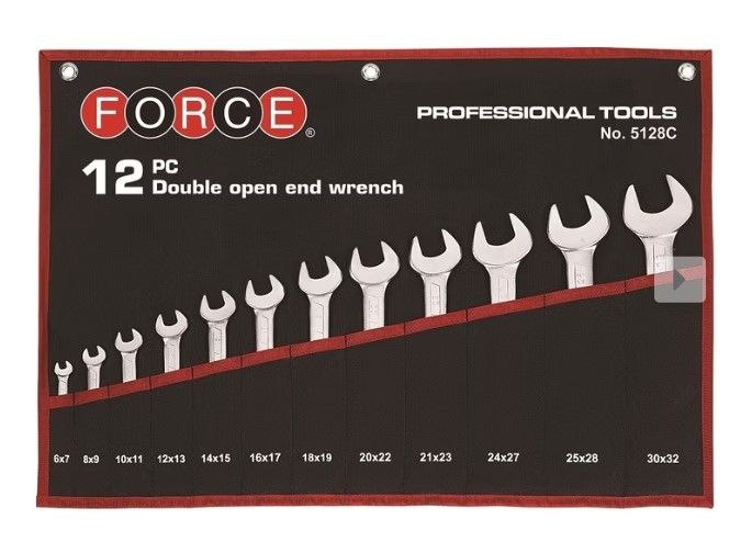 کد محصول F5128C ست آچار دوسر تخت 12 عددی کاور دار سایز 32*30-7*6 میلیمتر،فورس تایوان 