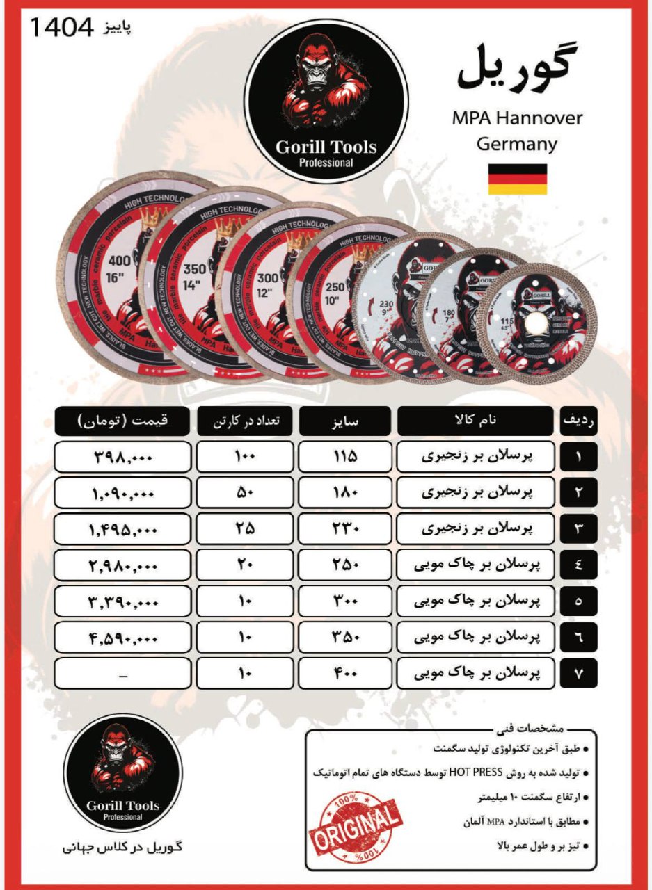 لیست پرسلان بر های گوریل