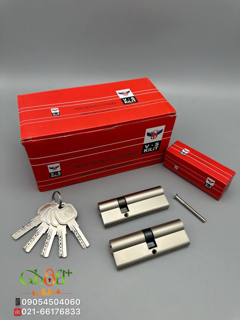 سیلندر ۳۰/۶۰ سربی V.S ۵کلید کامپیتوری پایه بلند ساچمه برنجی کیفیت عالی تعداد در کارتن ۱۵۰ عددی آدرس 