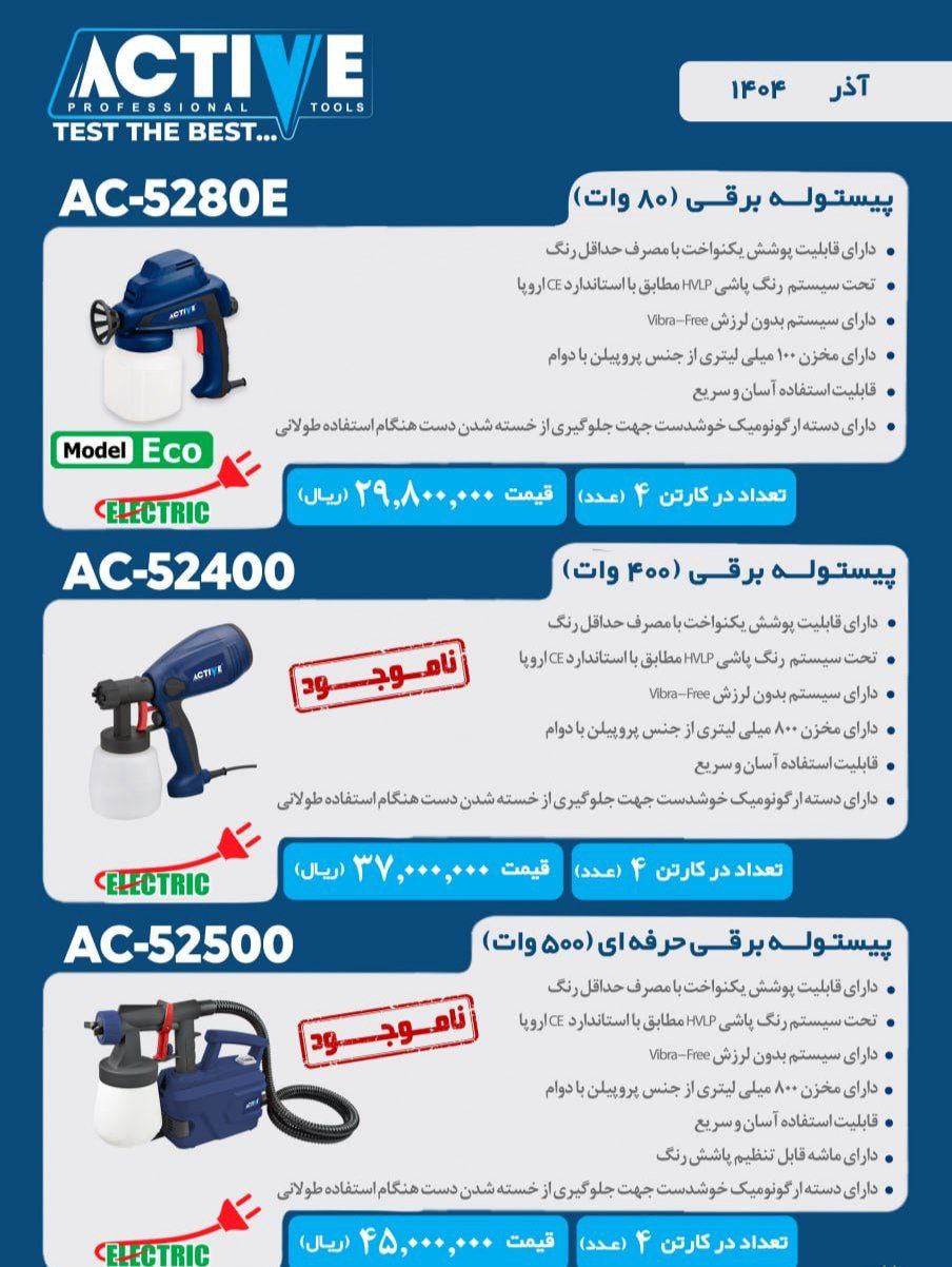 پیستوله های برقی اکتیو در سه مدل موجود شد و آماده توزیع میباشد 