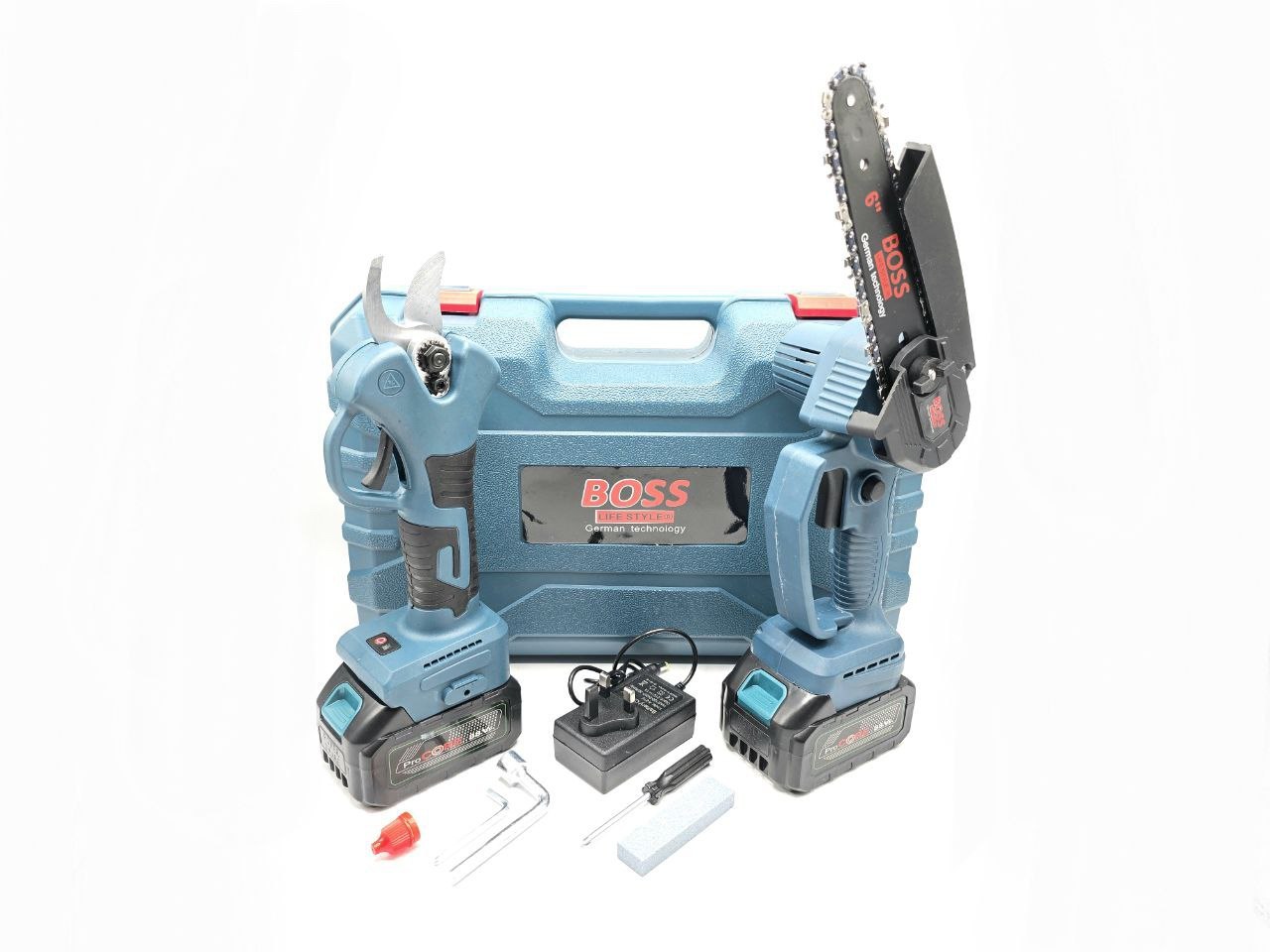 ⭐️ مجموعه دو عددی قیچی شارژی و اره شارژی ۱۵ سانت باس