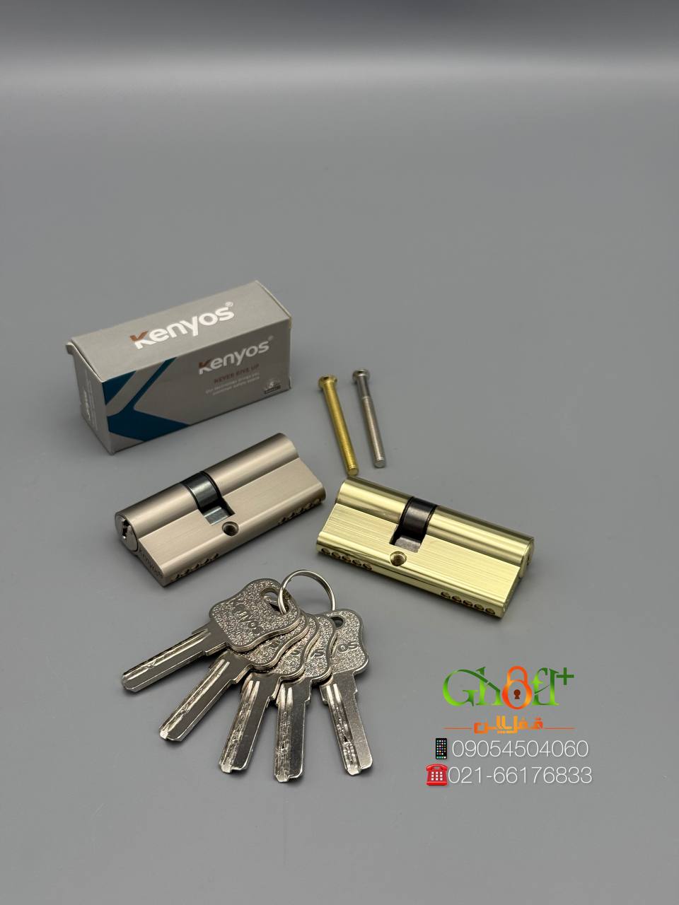  سیلندر ۷ سانت زینک کنیوس اصلی ساچمه برنجی بدنه زینک رنگ طلایی ساتن ۵ کلید کامپیوتری پایه بلند کیفیت