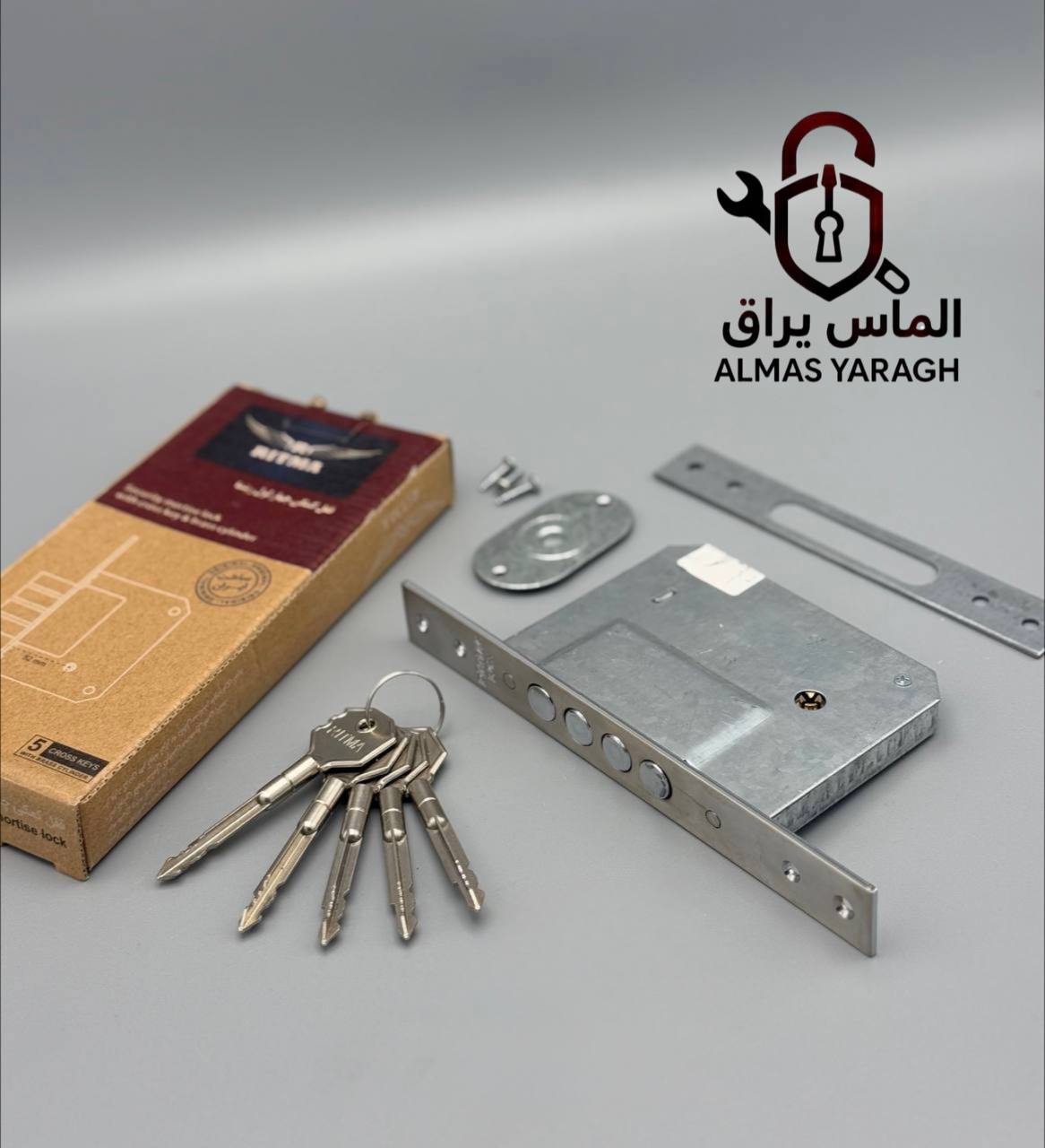  ⭐قفل چهارلول ریتما⭐ مغزی برنجی بدنه فولادی گالوانیزه ۵کلید چهارپر بلند ۳سال ضمانت تعویض کارتن ۳۰ عد