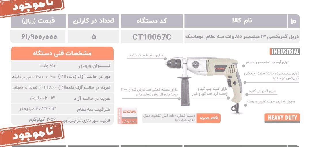 موجودی محصولات کرون