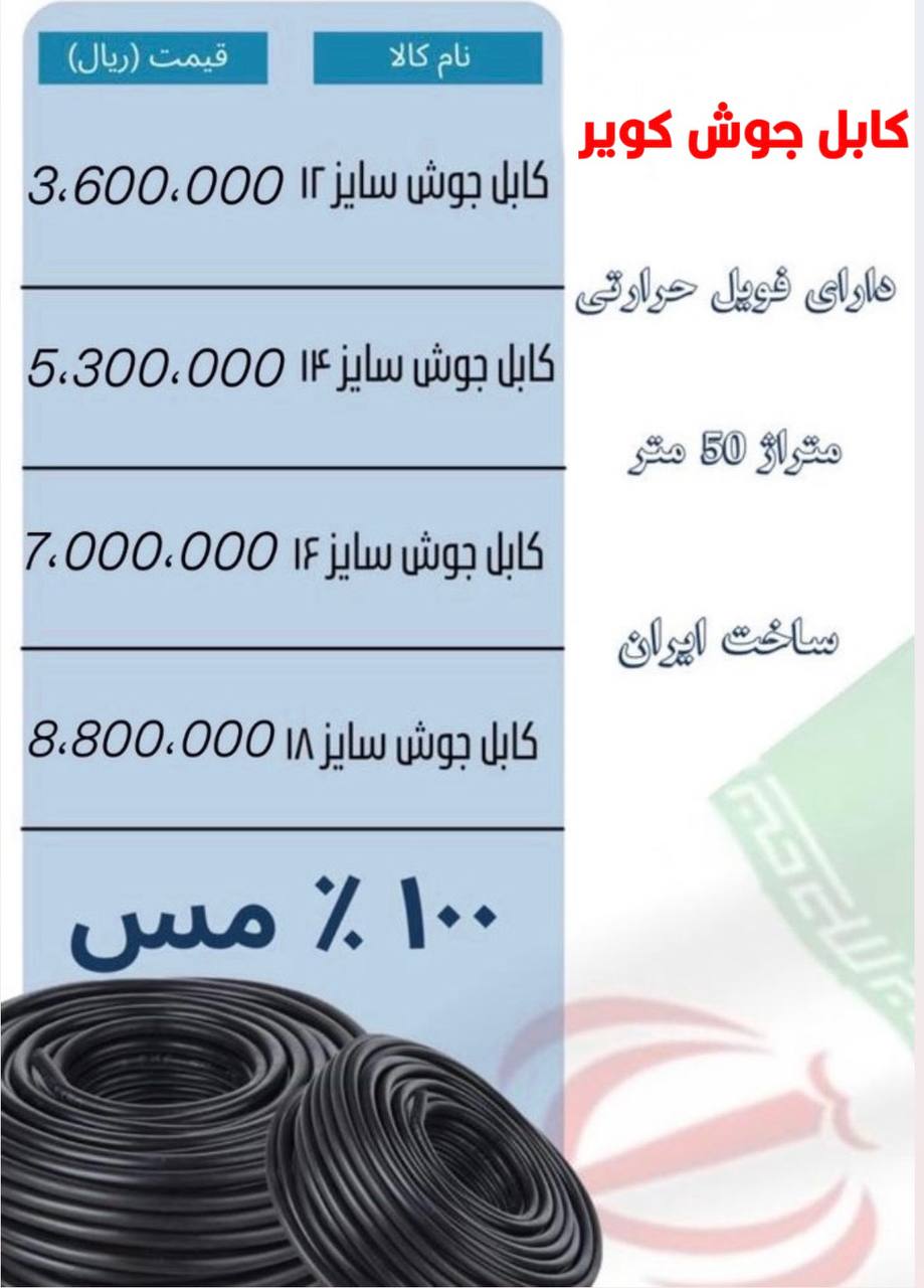  لیست کابل جوشکاری
