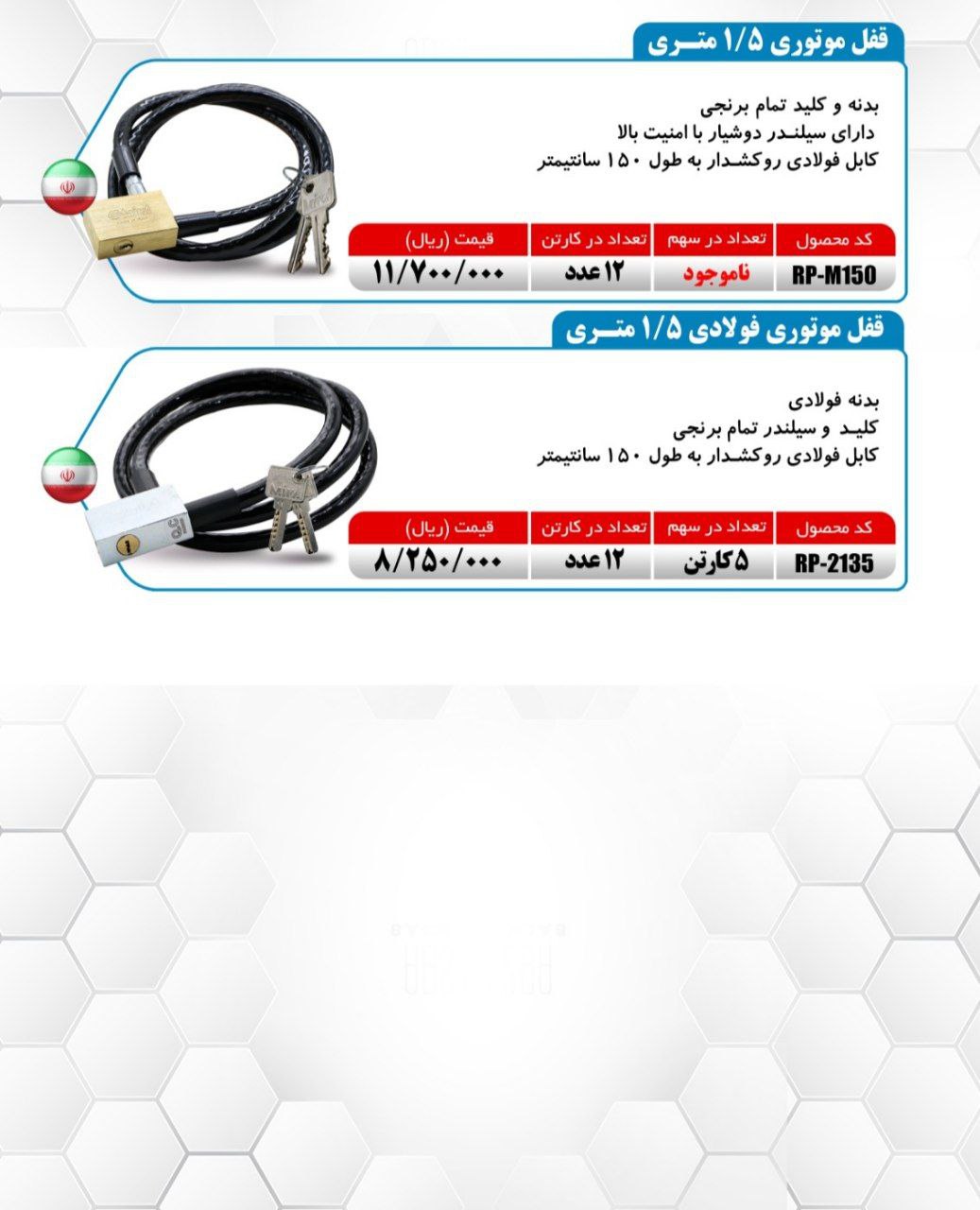 قفل موتوری فولادی میکا با کیفیت عالی موجود شد و آماده توزیع میباشد 