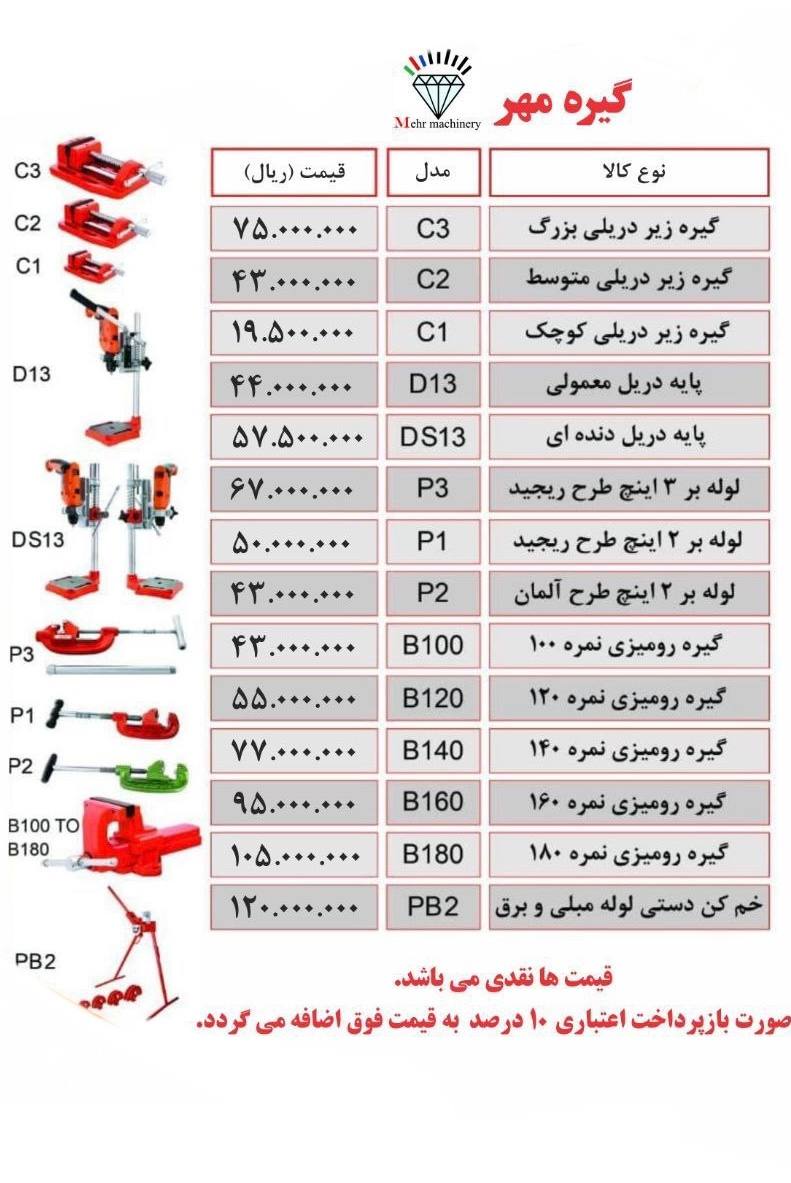 لیست محصولات ماشین سازی مهر