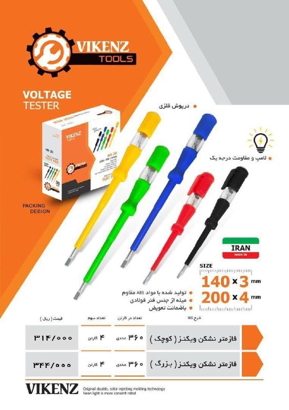 فازمتر رنگی کوچک و‌بزرگ ویکنز