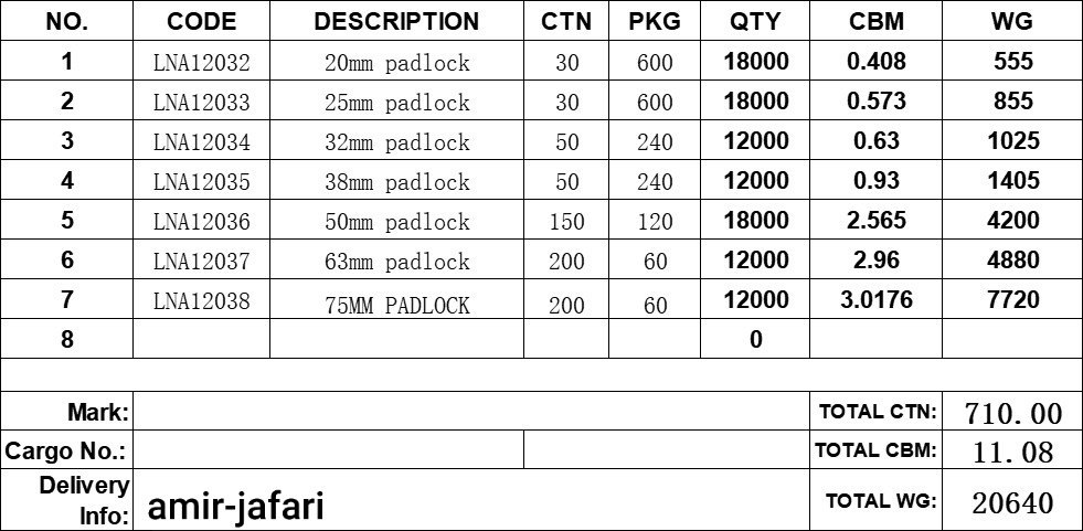 قفل آویز کیلید معمولی ZHOUSHI 