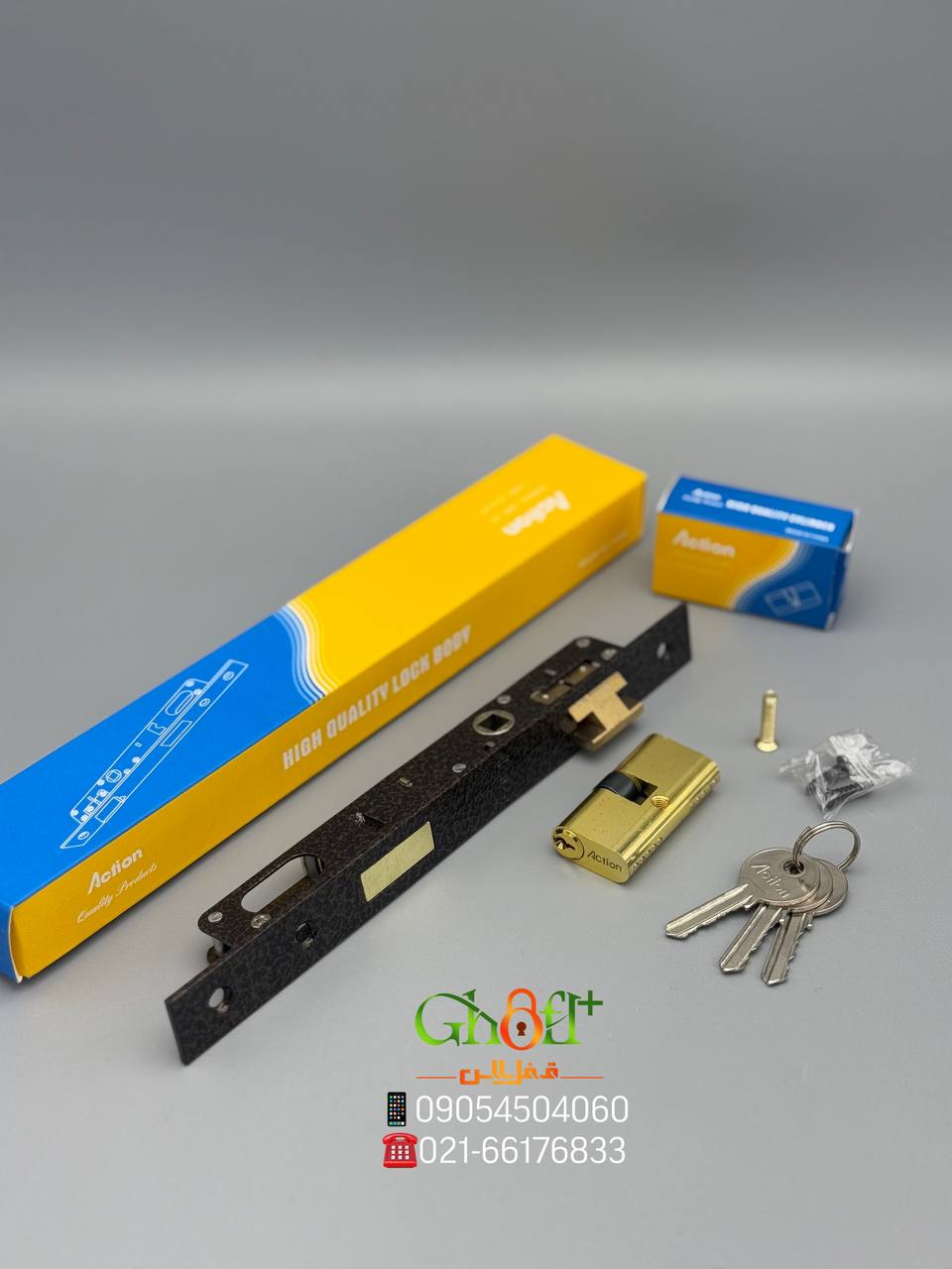 قفل ۲/۵ با سیلندر اکشن زبانه برنجی همراه با سیلندر چهارپری فلزی کیفیت بسیار عالی قیمت کاملا دست اول 