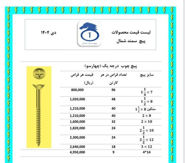 پیچ چوب چهار سو ایرانی سمند  ساخت ایران موجود میباشد 