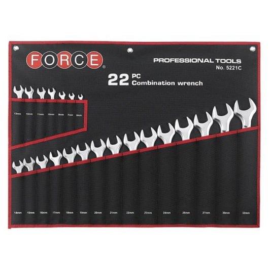 ست آچار یکسر تخت یکسر رینگ کاور دار 22 عددی فورس FORCE