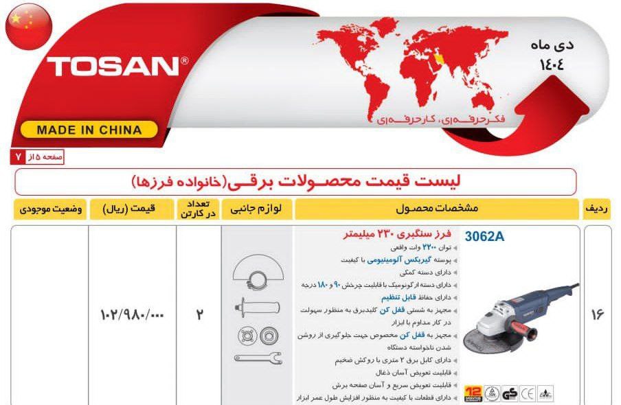 فرز سنگبری ۳۰۶۲توسن 