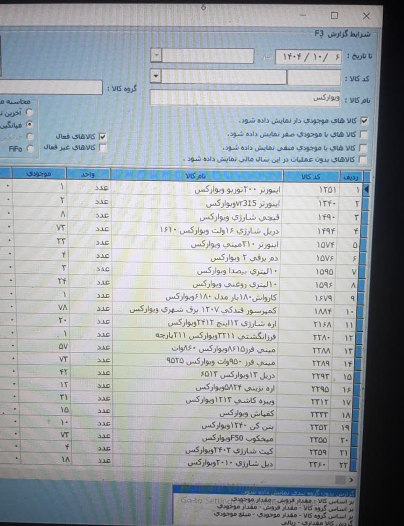 موجودی بار ویوارکس 