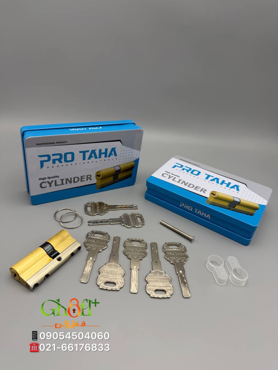 سیلندر ۷سانت جعبه فلزی پروطاها ۲کلید کارگری ۵کلید اصلی شیار ماری تسمه فولادی آلنی بدنه برنجی جعبه فل