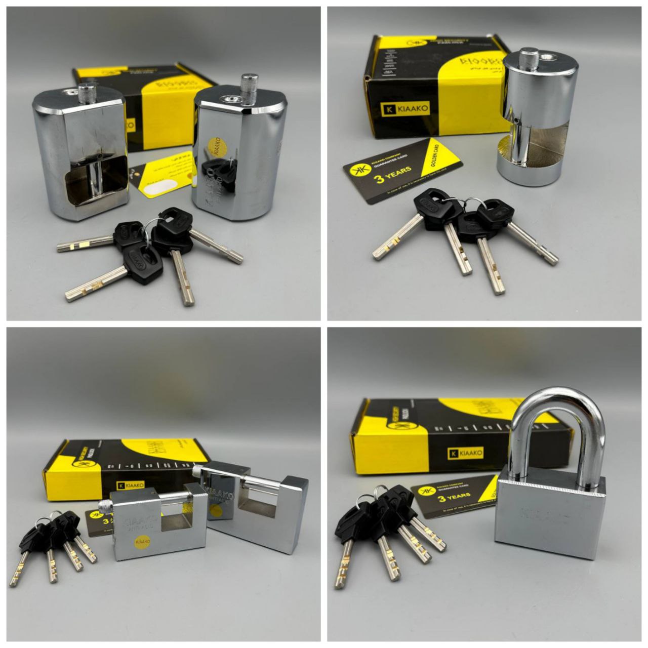 نمایندگی محصولات قفل کیاکو ۳سال گارانتی ضد سرقت امنیت بالا کتابی فولادی مشکی / کروم 100 / 85 قفل است