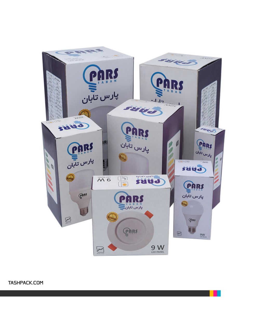 ⭐️ مجتمع چاپ و بسته بندی تاش پک تولید کننده انواع جعبه و کارتن برای تمامی محصولات روشنایی! 