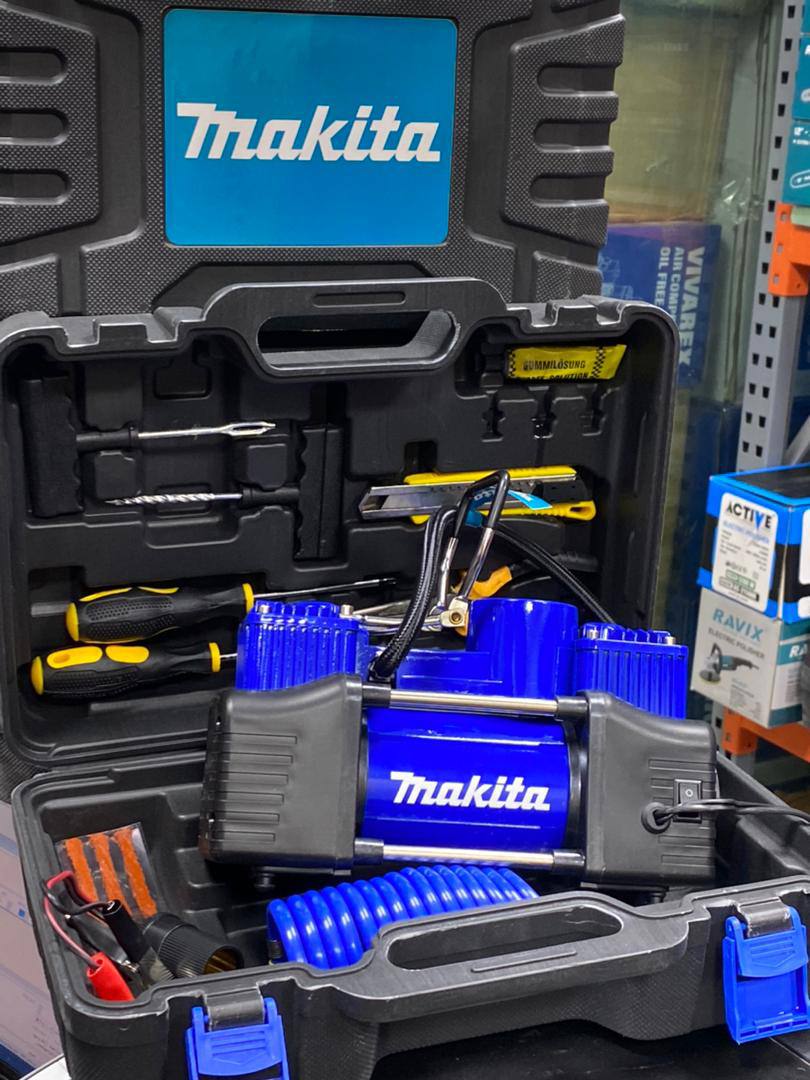 کمپرسور فندکی دو سیلندر  طرح ماکیتا درجه یک چراغ قوه دار