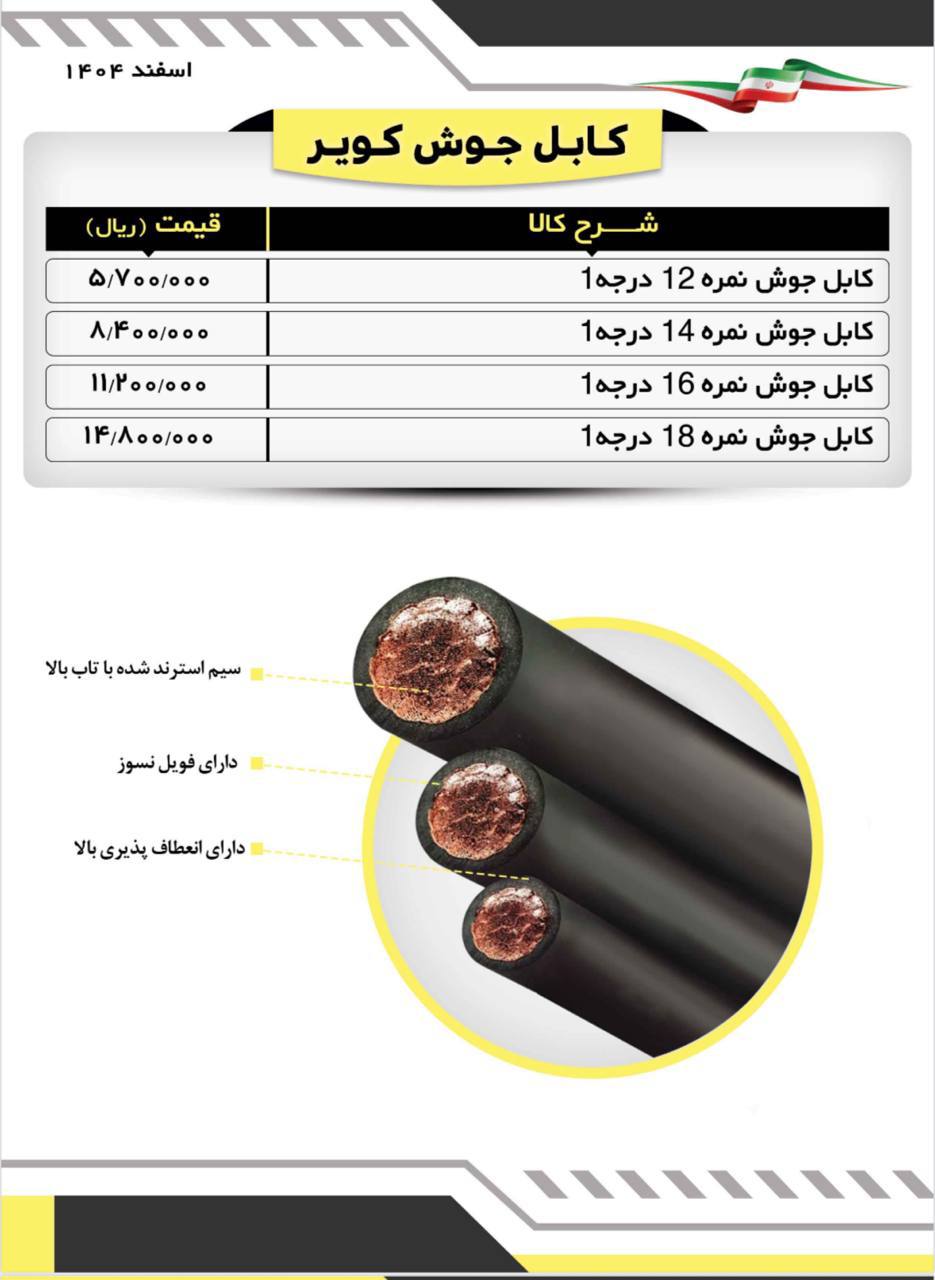  لیست کابل جوشکاری کویر