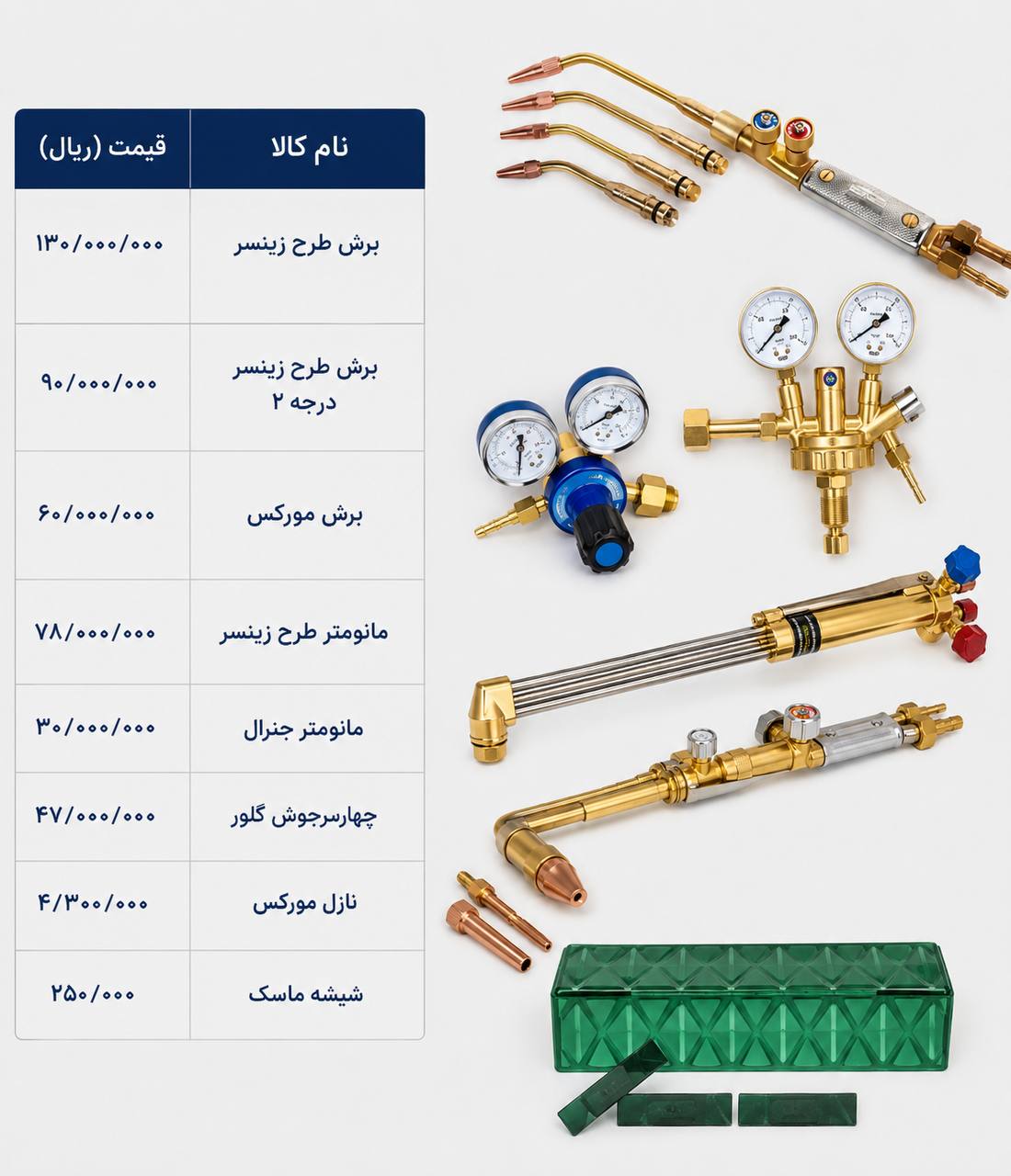  لیست جوش و برش چینی