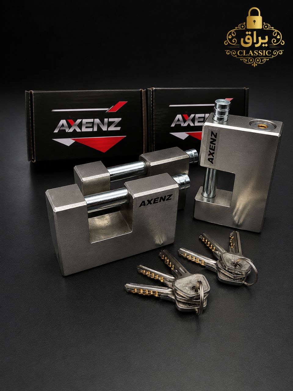  قفل کتابی  100 فولادی دوشیار AXENZ 