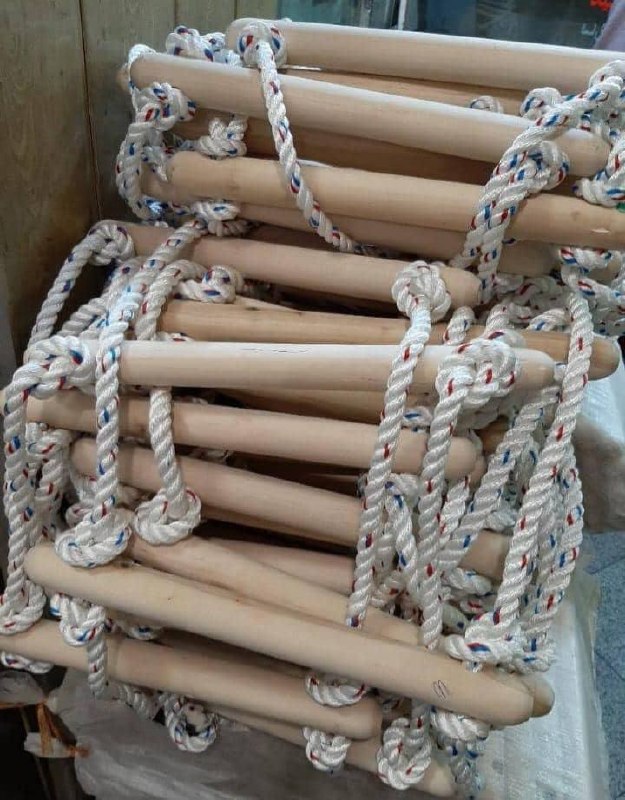 نردبان طنابی پله چوبی
