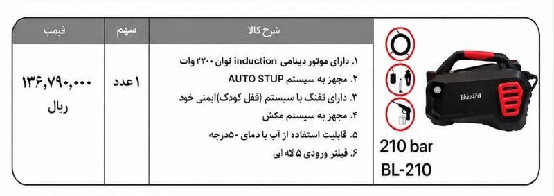 کارواش ۲۱۰ بار بیلیزاد 