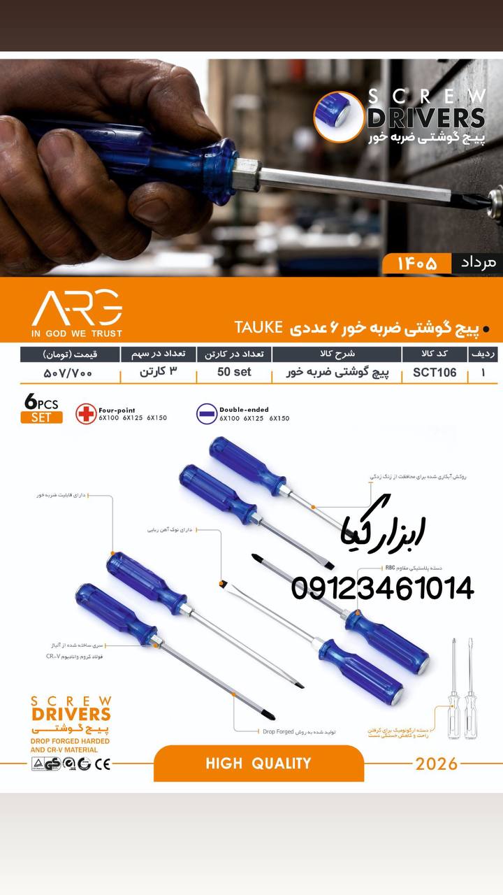  پیچگوشتی ۶ عددی ARG 