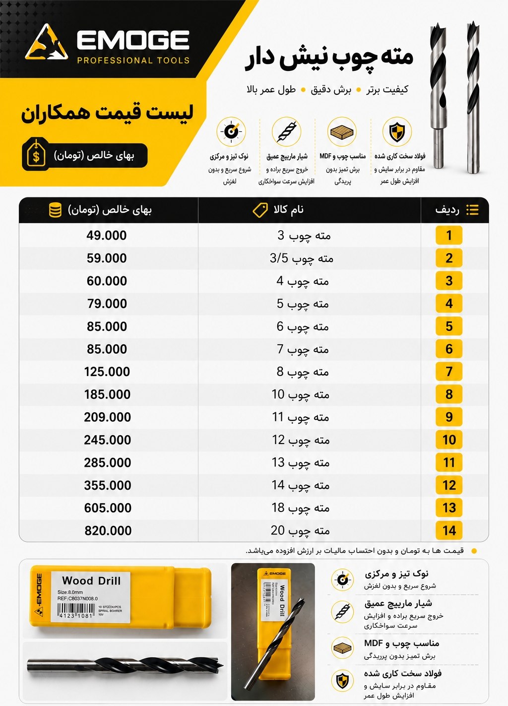 مته چوب نیش دار