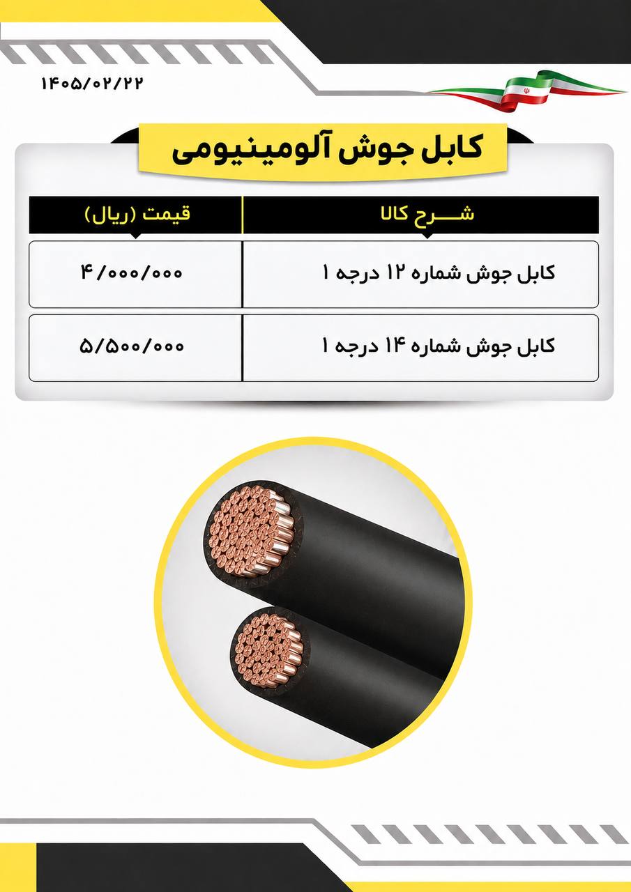  لیست کابل جوشکاری آلومینیومی