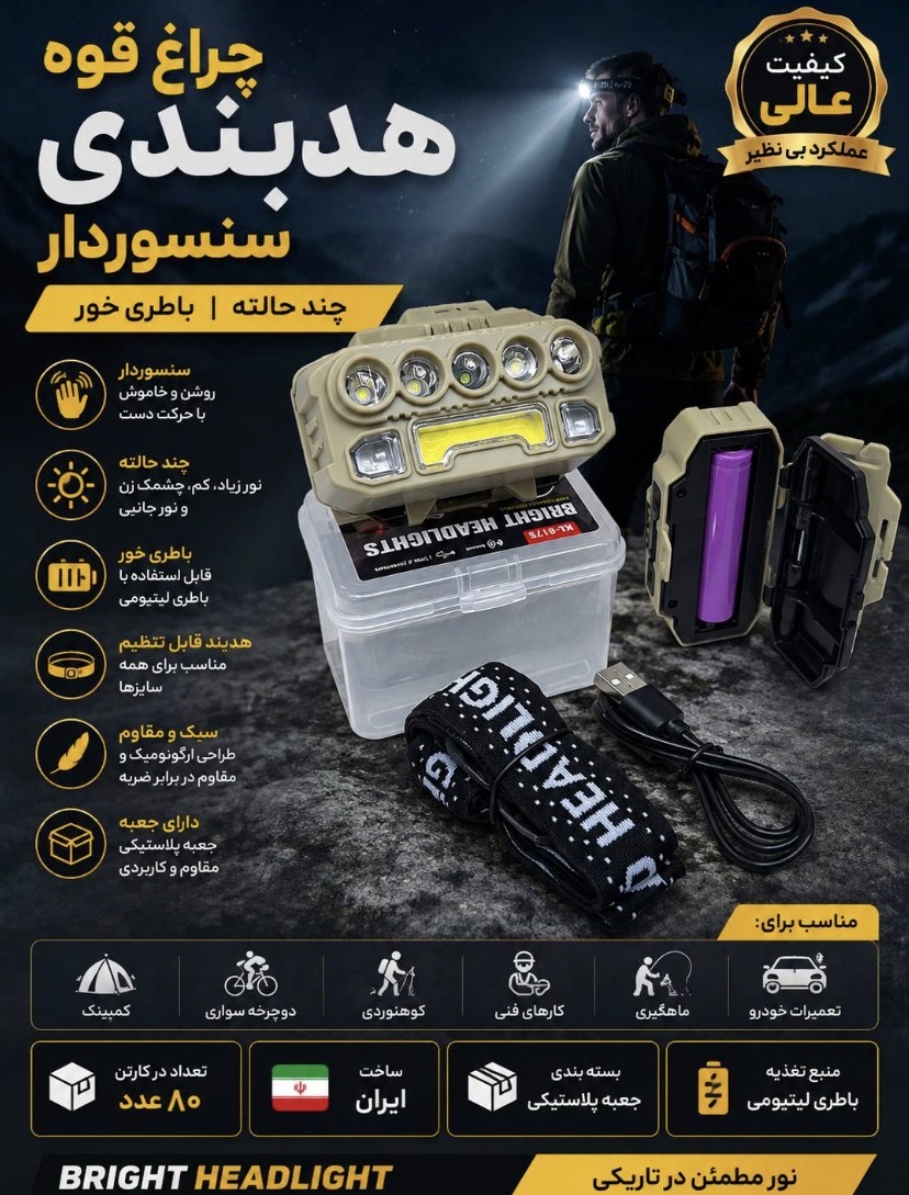 جراغ قوه هدبندي سنسوردار