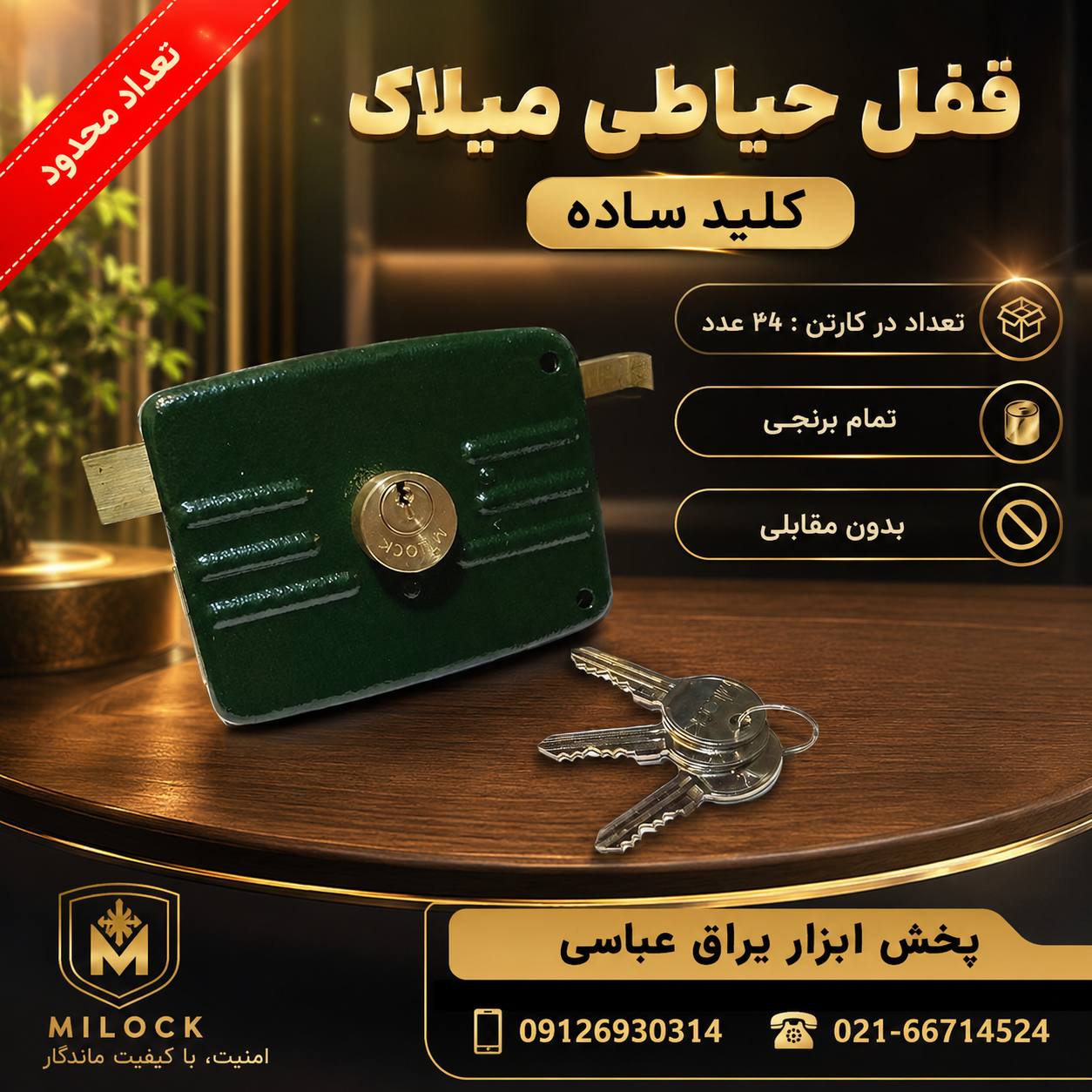  قفل حیاطی میلاک کلید ساده 