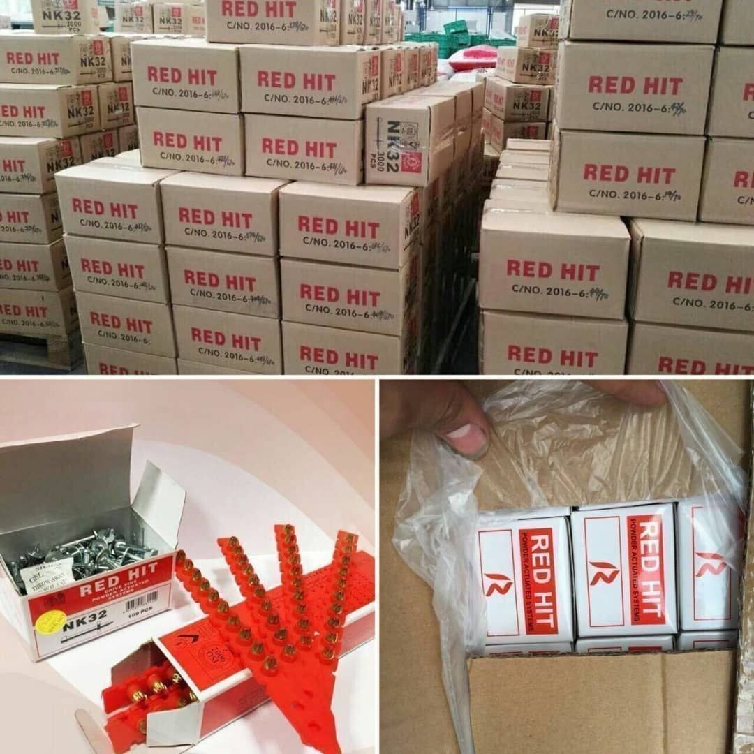   میخ و چاشنی ردهیت RED HIT میخ چاشنی ۳/۲ بتن RED HIT رد هیت اصلی هولوگرام دار بارکد دار پشت چاشنی H