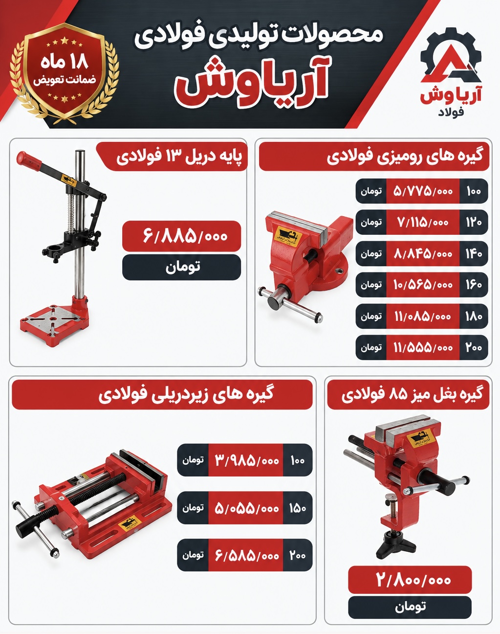 گیره رومیزی فولادی