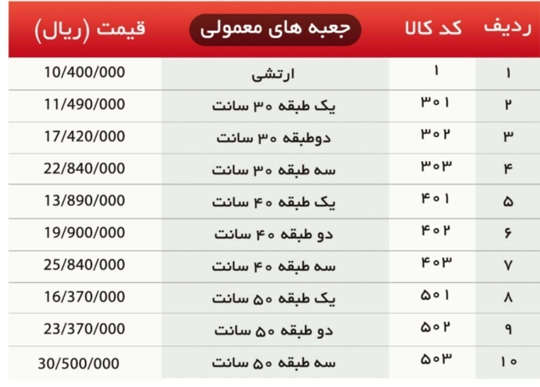 لیست قیمت جدید جعبه ابزار فلزی وفایی خدمت شما عزیزان