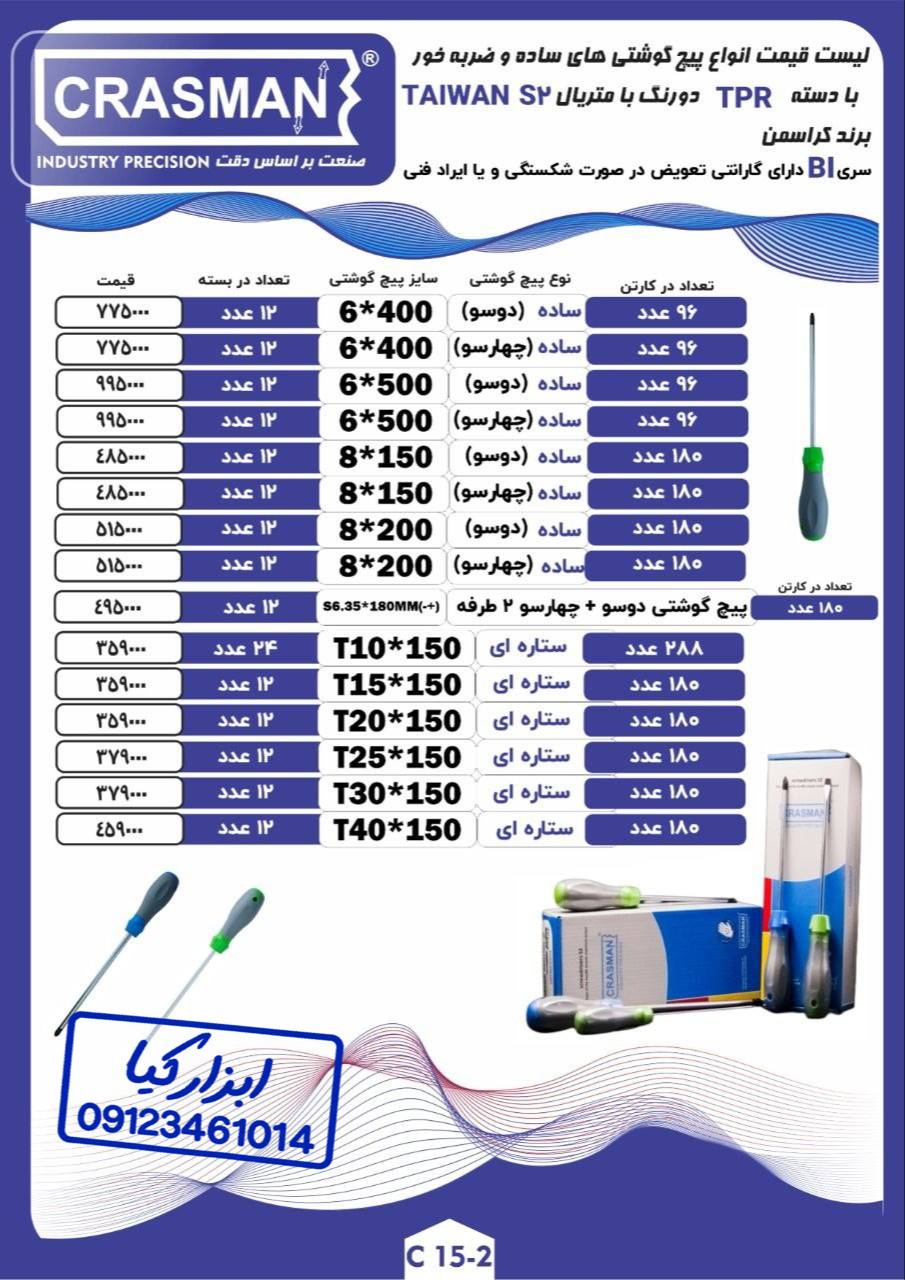  انواع پیچ گوشتی های ساده و ضربه خور کراسمن CRASMAN